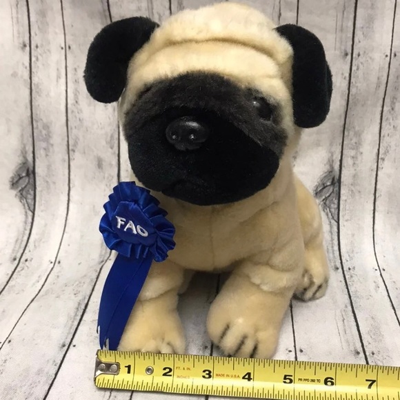 FAO 9” PUG plush Puppy Dog Stuffed Animal Toy - Picture 9 of 12